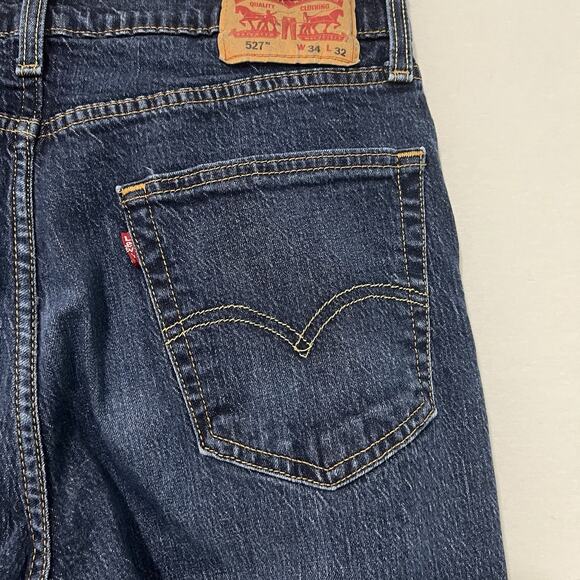 Levis 527 Jeans Mens 34x32 Blue Mid Rise Dark Wash Bootcut Denim Cowboy Western - Picture 6 of 12